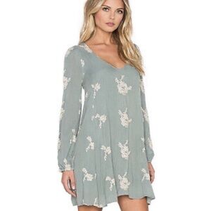 Free People Revolve Misty Green Emma Embroidered Dress Medium